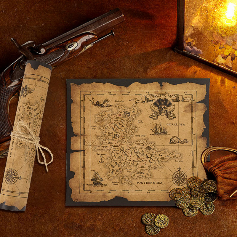 Kids Toys Vintage - ！Pirate Adventure Treasure Map Kids Pirate