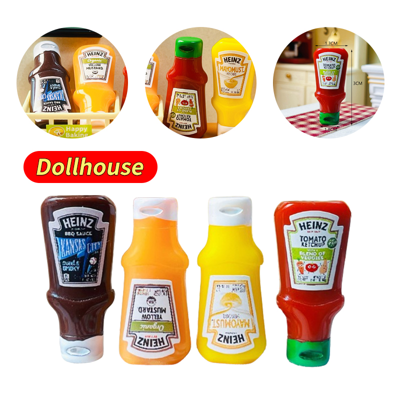 Kids Toys Kitchen - 4Pcs Dollhouse Miniature Strawberry Sauce Jam