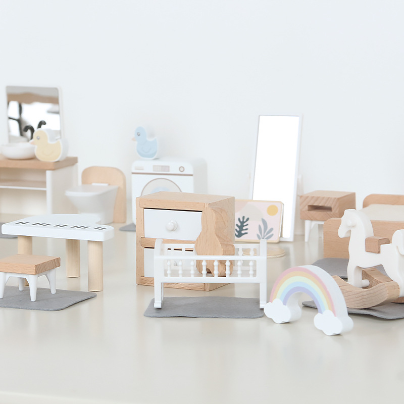 Kids Toys Kitchen - Modern dollhouse furniture kitchen wood miniature