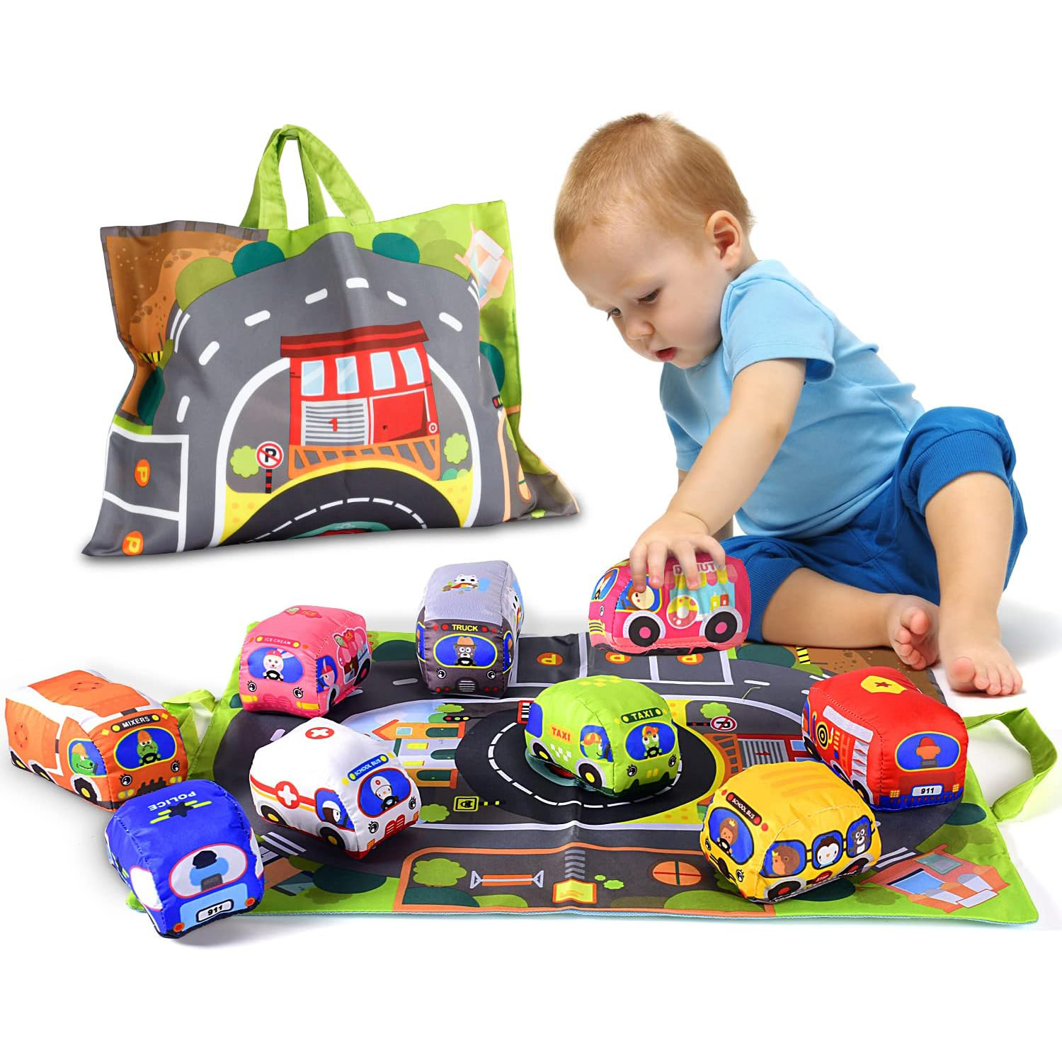 Kids Toys Vehicle - Soft Fabric Car Toy Set for