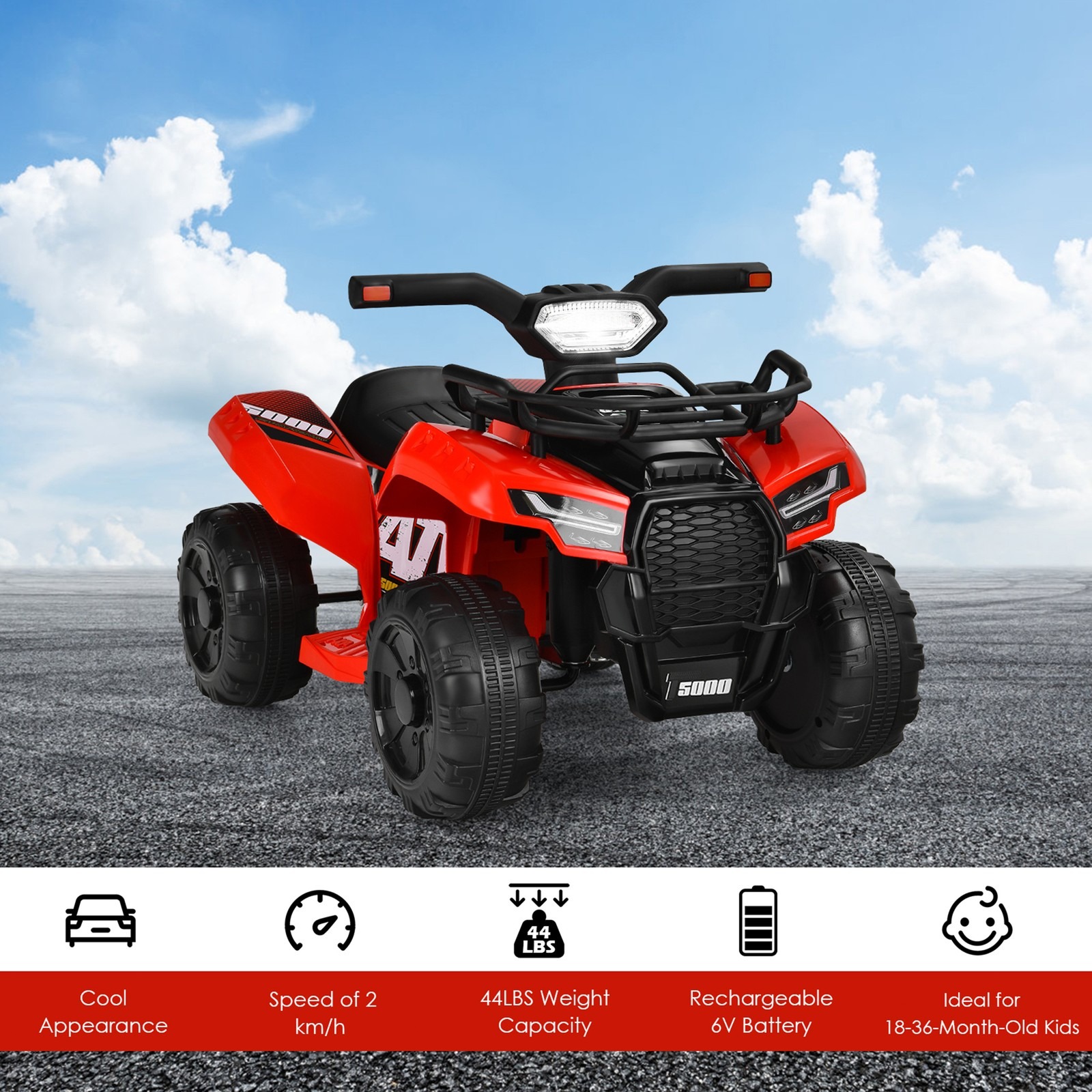 6V 4 Wheels ATV Quad Ride On C - Kids Toys Quad 评论和价格