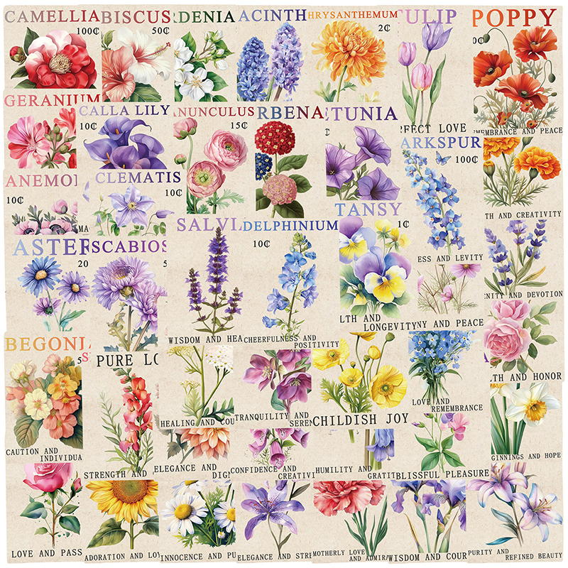 50PCS Vintage Flower Postage S - Kids Toys Vintage 评论和价格