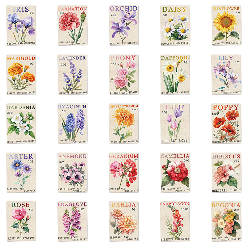 50PCS Vintage Flower Postage S - Kids Toys Vintage 评论和价格