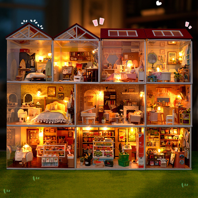 DIY Wooden Dollhouse Mini Bedr - Kids Toys Kitchen 评论和价格