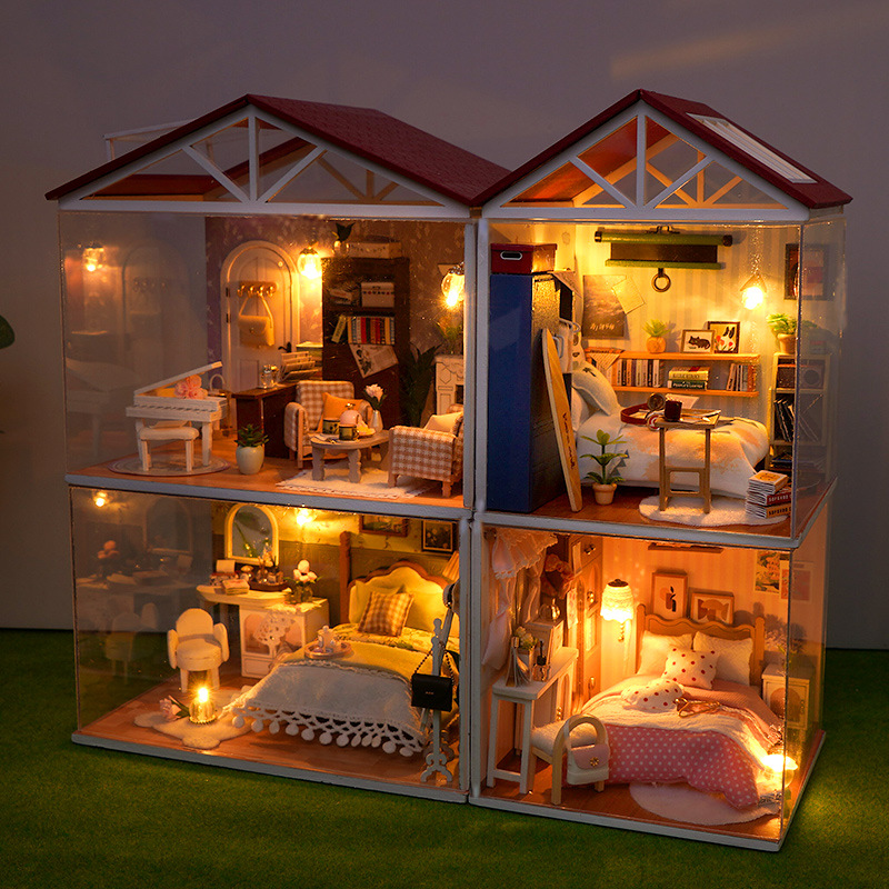 DIY Wooden Dollhouse Mini Bedr - Kids Toys Kitchen 评论和价格